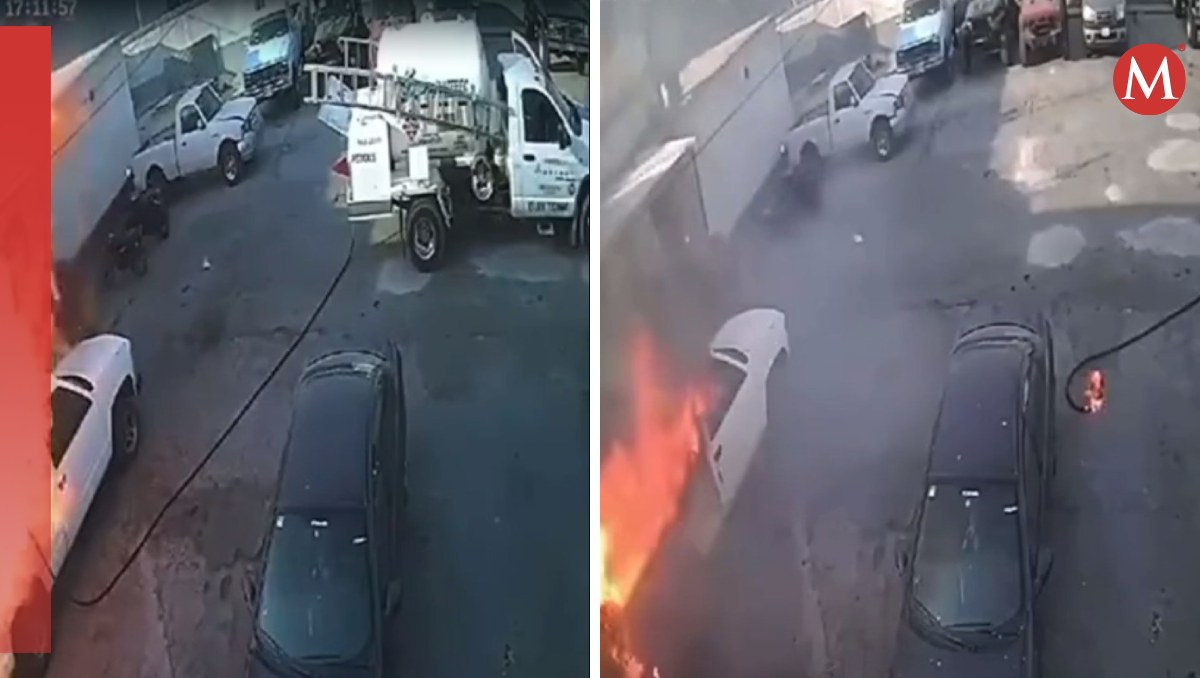 Camioneta se incendia en la colonia La Estrella en Ecatepec. Foto: (Fernando Cruz)