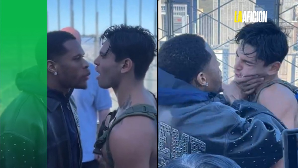 Ryan García y Devin Haney, cerca de los golpes en conato de bronca en careo previo a su pelea  (Captura X@ppv_com)
