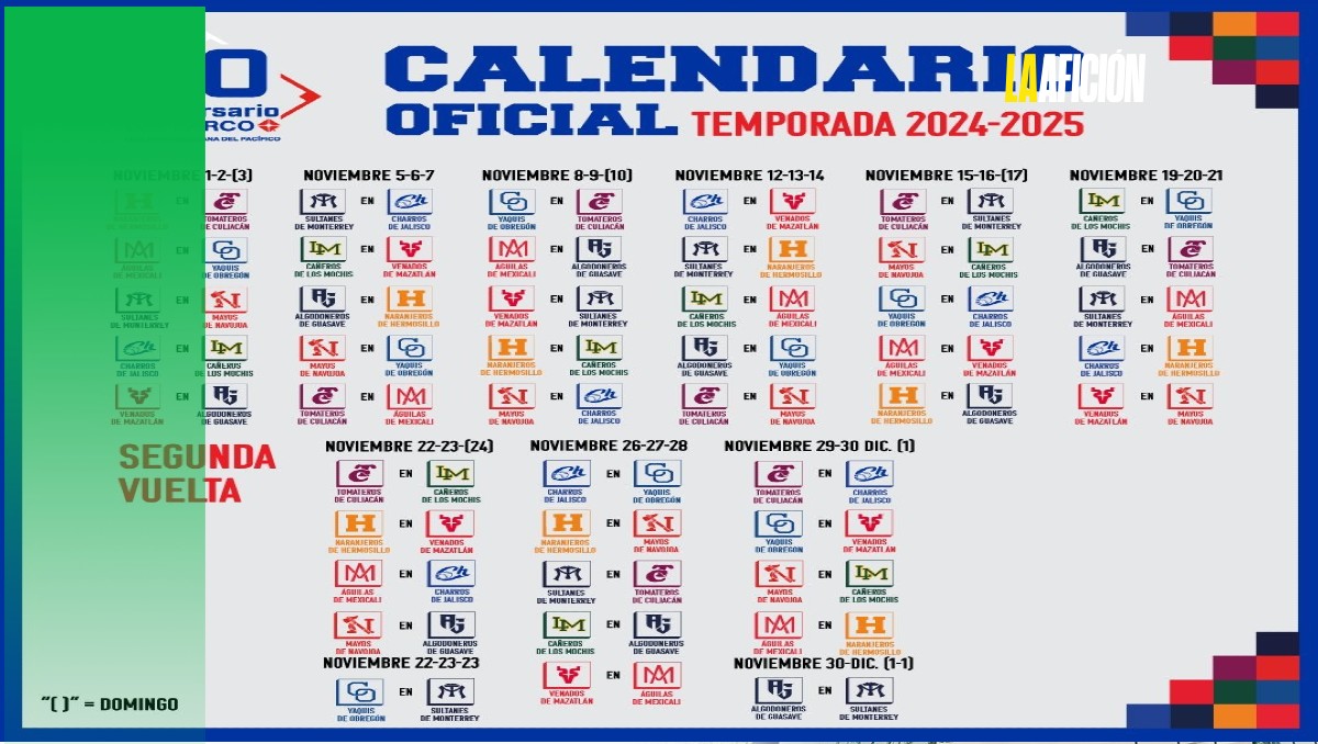 Calendario de la temporada 2024-2025. (Especial)