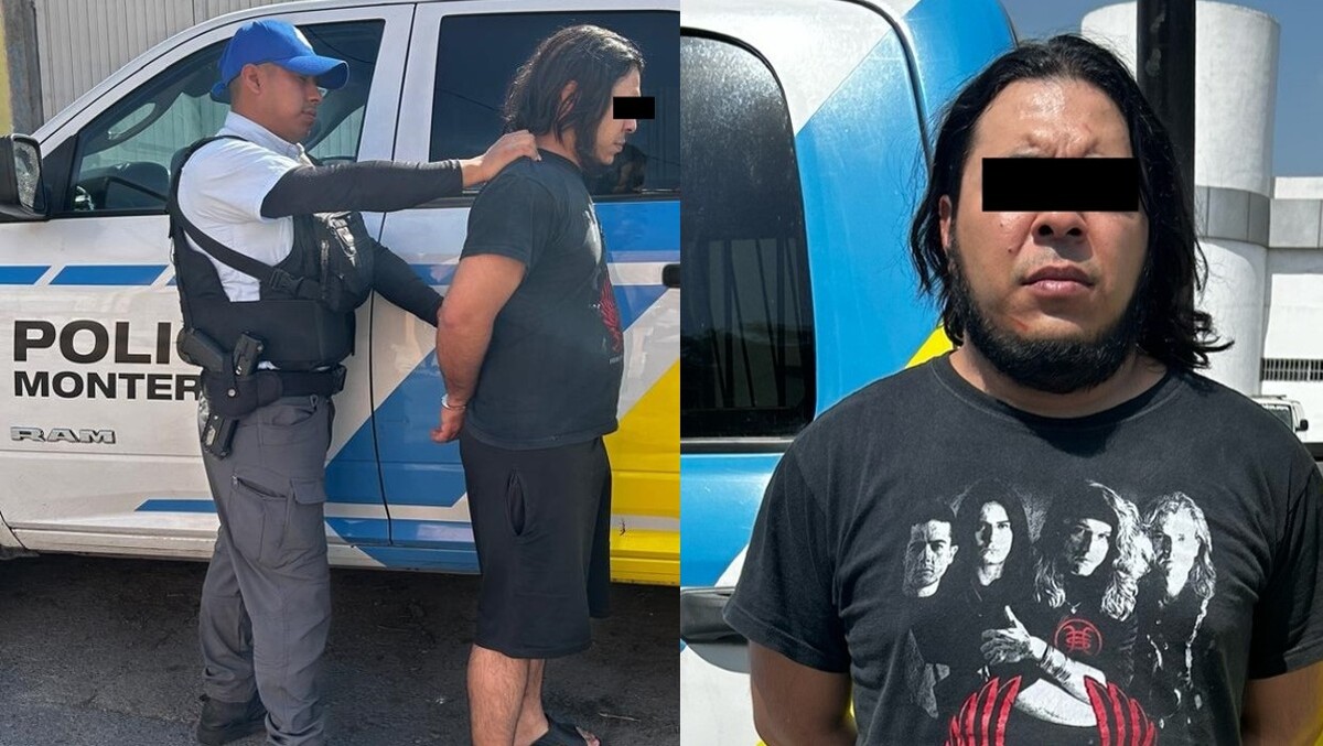 Hombre es detenido por intentar estrangular a su pareja en Monterrey. Fotos: Especial