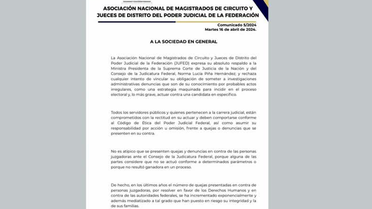 JUFED y candidatos declaran respaldo a Norma Piña