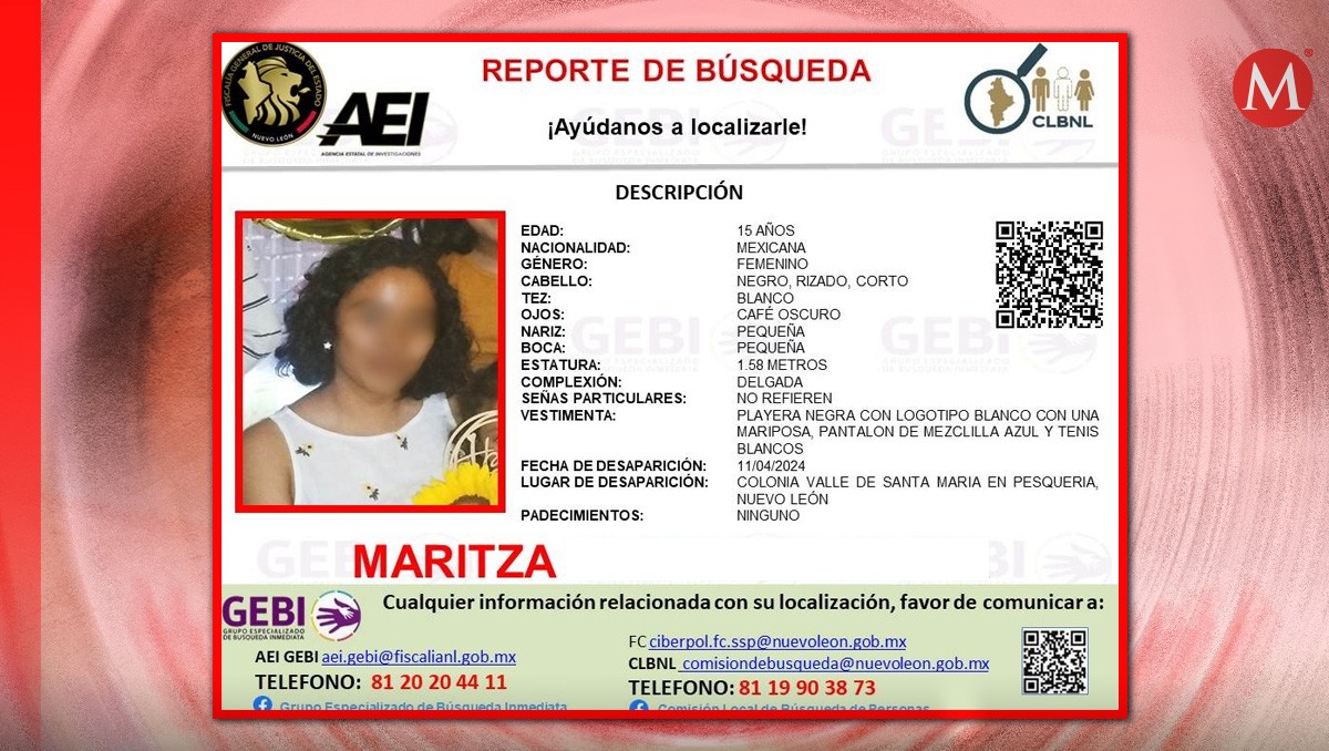 La última vez que fue vista vestía un pantalón de mezclilla y playera negra con logotipo blanco | Especial