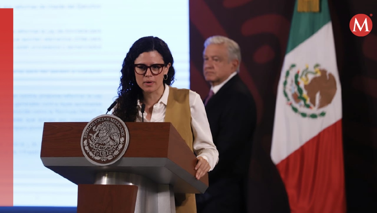 La secretaria de Gobernación, Luisa María Alcalde, en la conferencia mañanera de hoy. | Octavio Hoyos