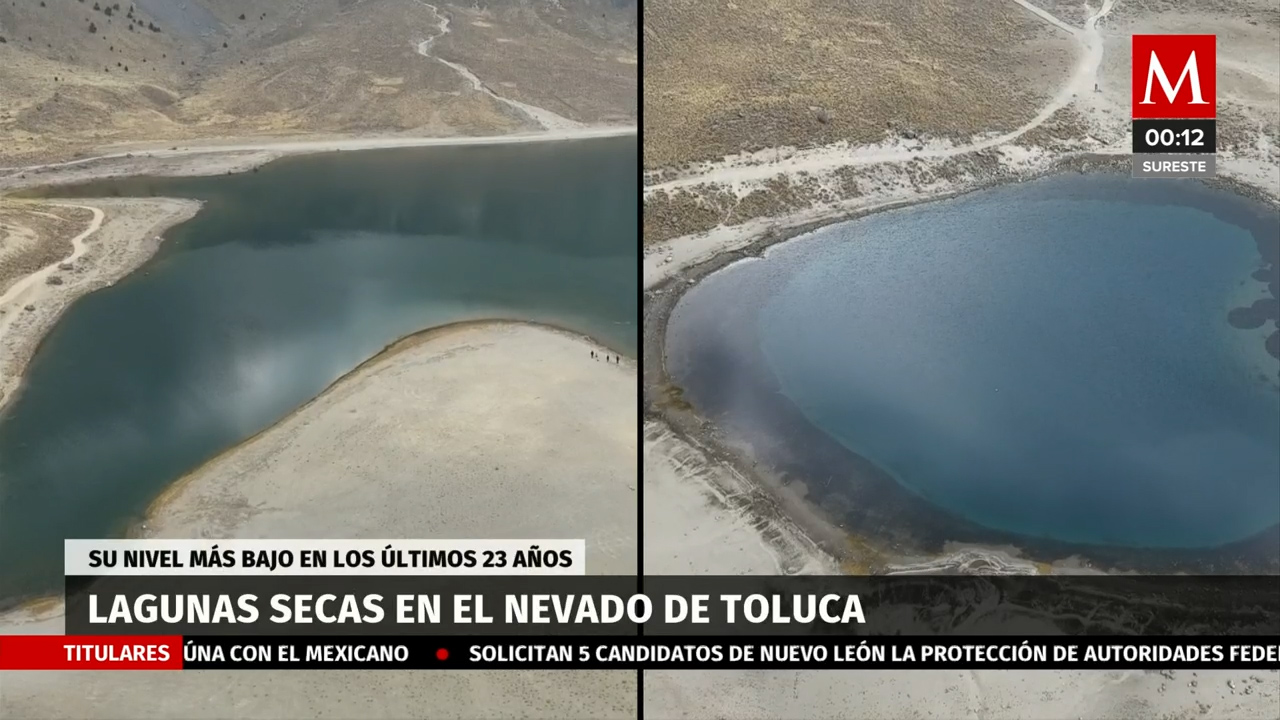 Lagunas secas en el Nevado de Toluca, su nivel más bajo en los últimos 23 años