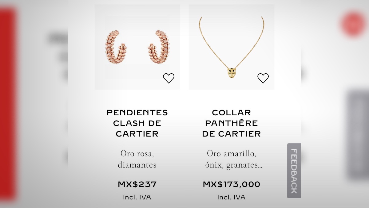 Los aretes que compró el mexicano en la página de Cartier  por menos de 500 pesos cuestan en realidad más de 230 mil pesos. | X