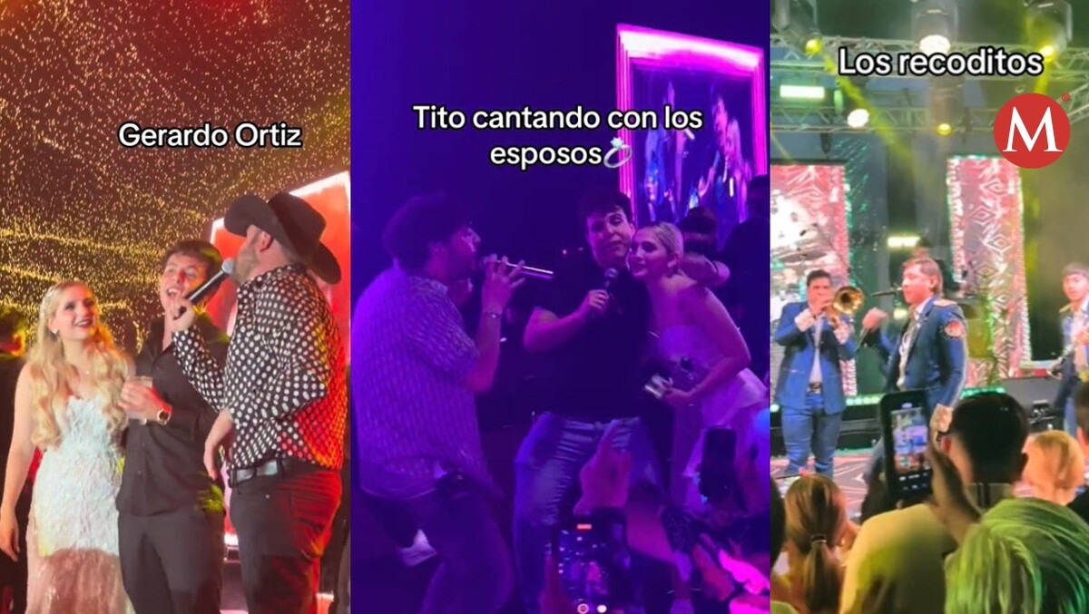 Los novios incluso cantaron con los artistas que amenizaron la fiesta. Foto: Especial