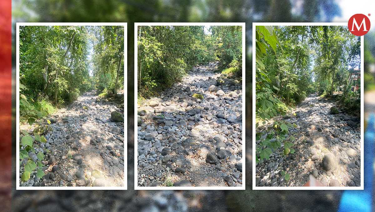 El río Pixquiac era caudaloso hace unos meses pero ahora luce seco. | Isabel Zamudio
