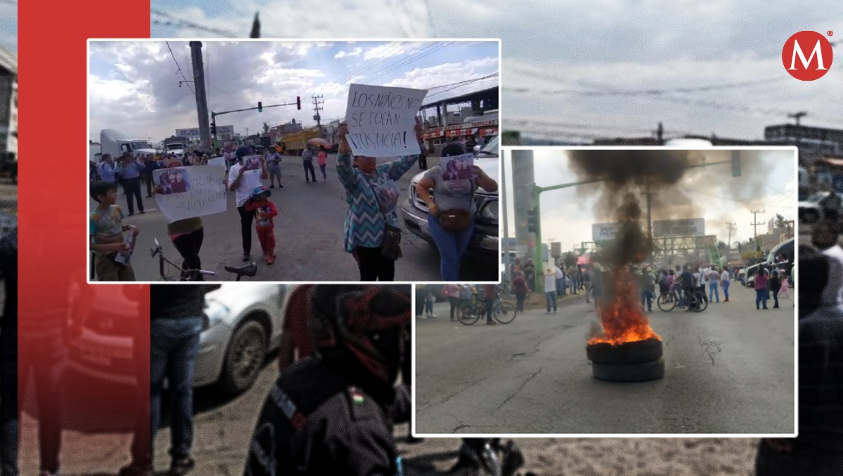 Manifestantes bloquean la carretera México - Tuxpan en Tulancingo