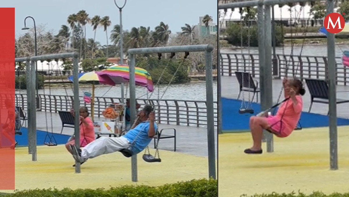 Abuelitos son captados meciéndose en columpio en laguna del Carpintero