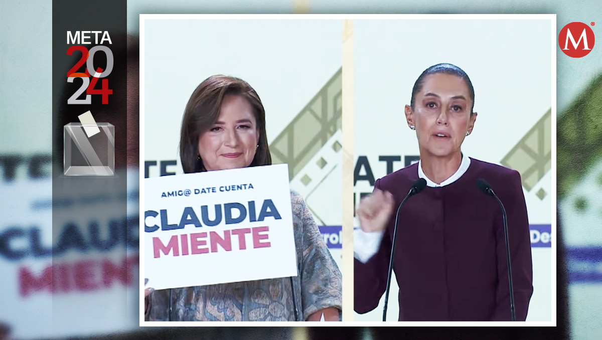 Xóchitl Gálvez mostró una cartulina e hizo señas mientras Claudia Sheinbaum participaba en el debate. | Especial