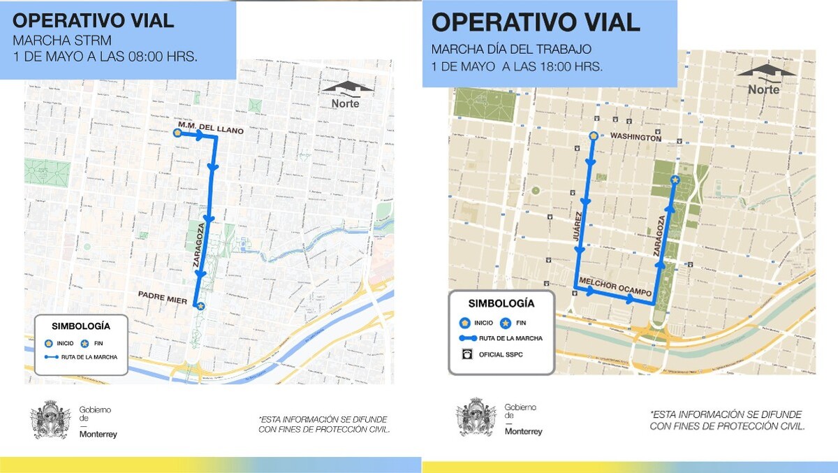 Anuncian cierres viales en Monterrey por Día del Trabajo. Foto: Especial