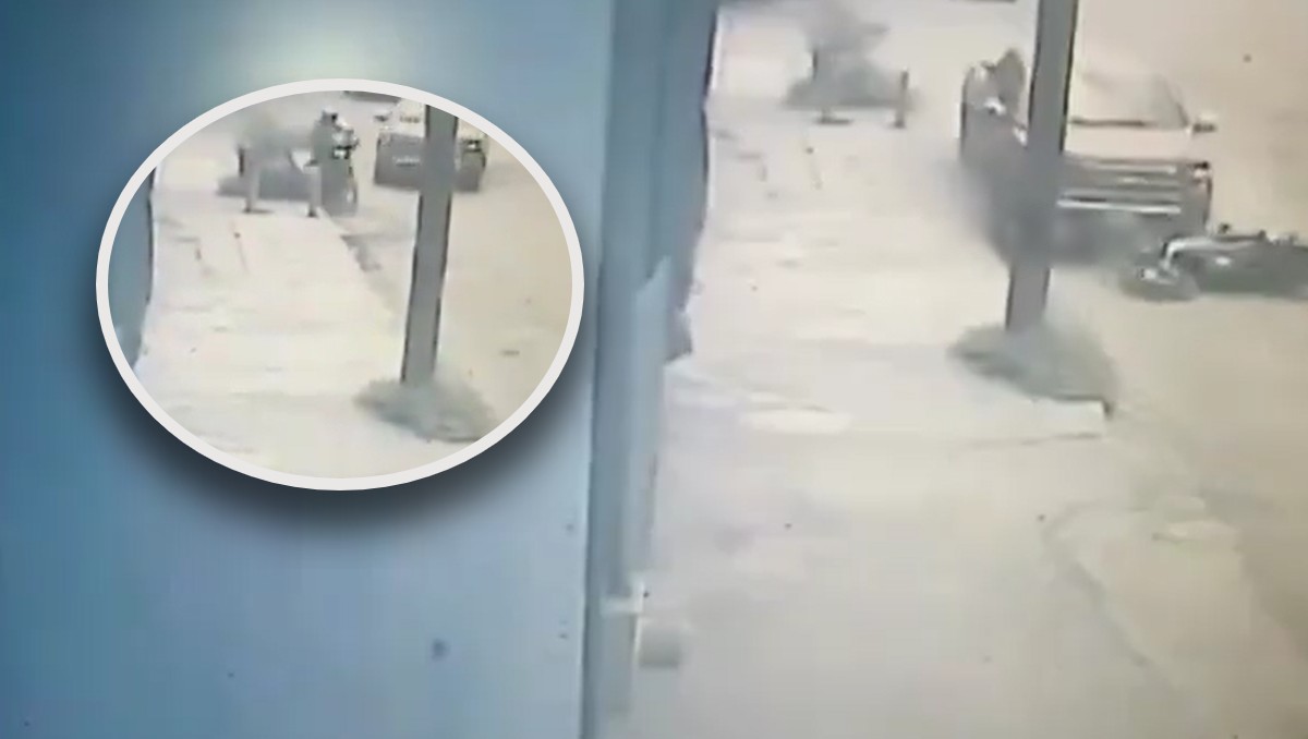 Captan en video momento que camioneta atropella a presuntos asaltantes que iban en moto en San Nicolás / Especial