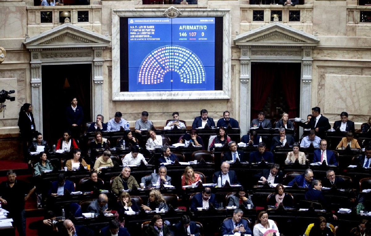 Congreso de Argentina aprobando ley Ómnibus (AFP)