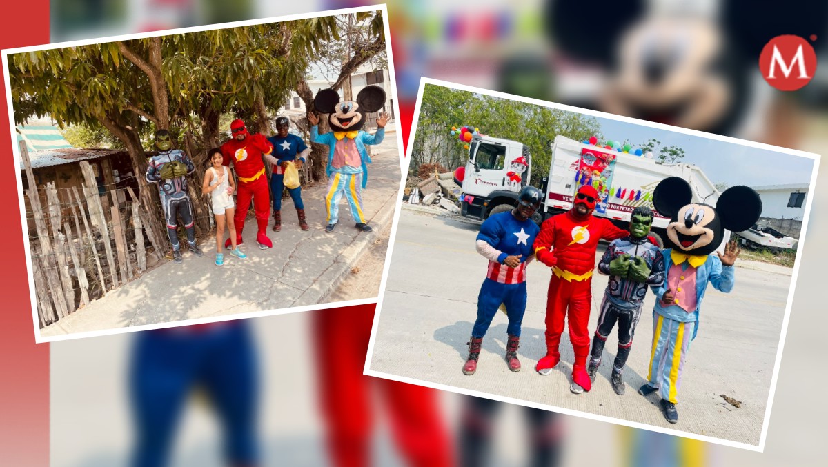 Superhéroes limpian las calles de Madero en el Dia del Niño