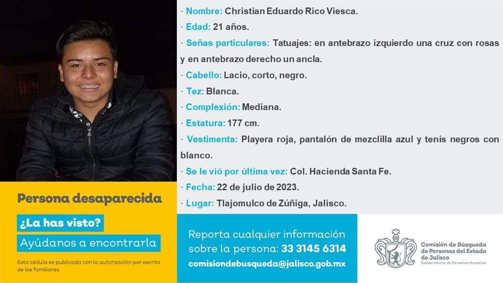 Localizan cuerpo de Christian Eduardo Rico Viesca. (Especial)