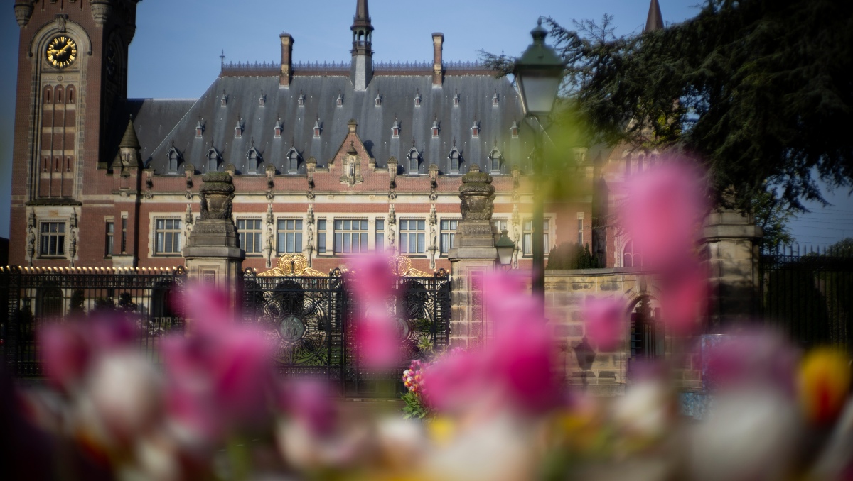 Tulipanes florecen ante el Palacio de la Paz que acoge la Corte Internacional de Justicia en La Haya | AP