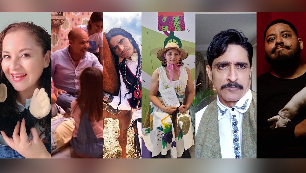 Moka Cuentacuentos, Raúl Esperza, Xava Tolvanera, Abuela Terrícola, Erón Vargas y Elías García. (cortesía)