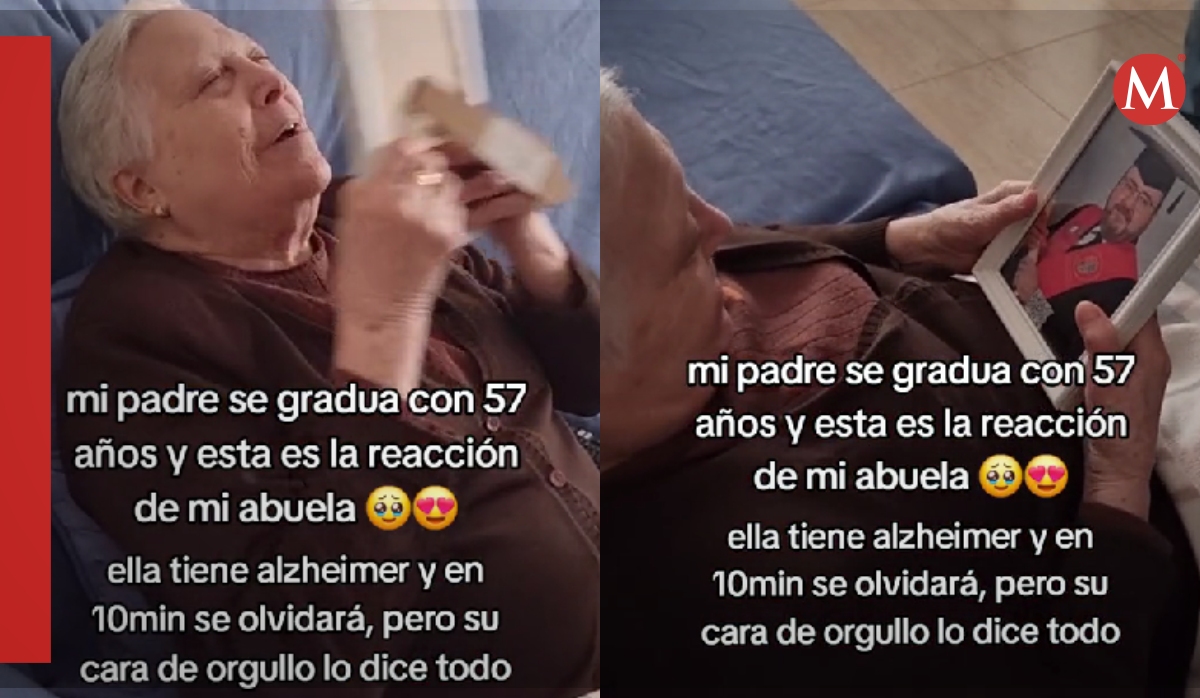 mujer con alzheimer reacciona a graduación de su hijo