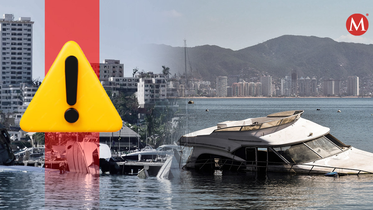 Embarcaciones encalladas en la bahía de Acapulco recuerdan (Foto: Óscar Ávila)