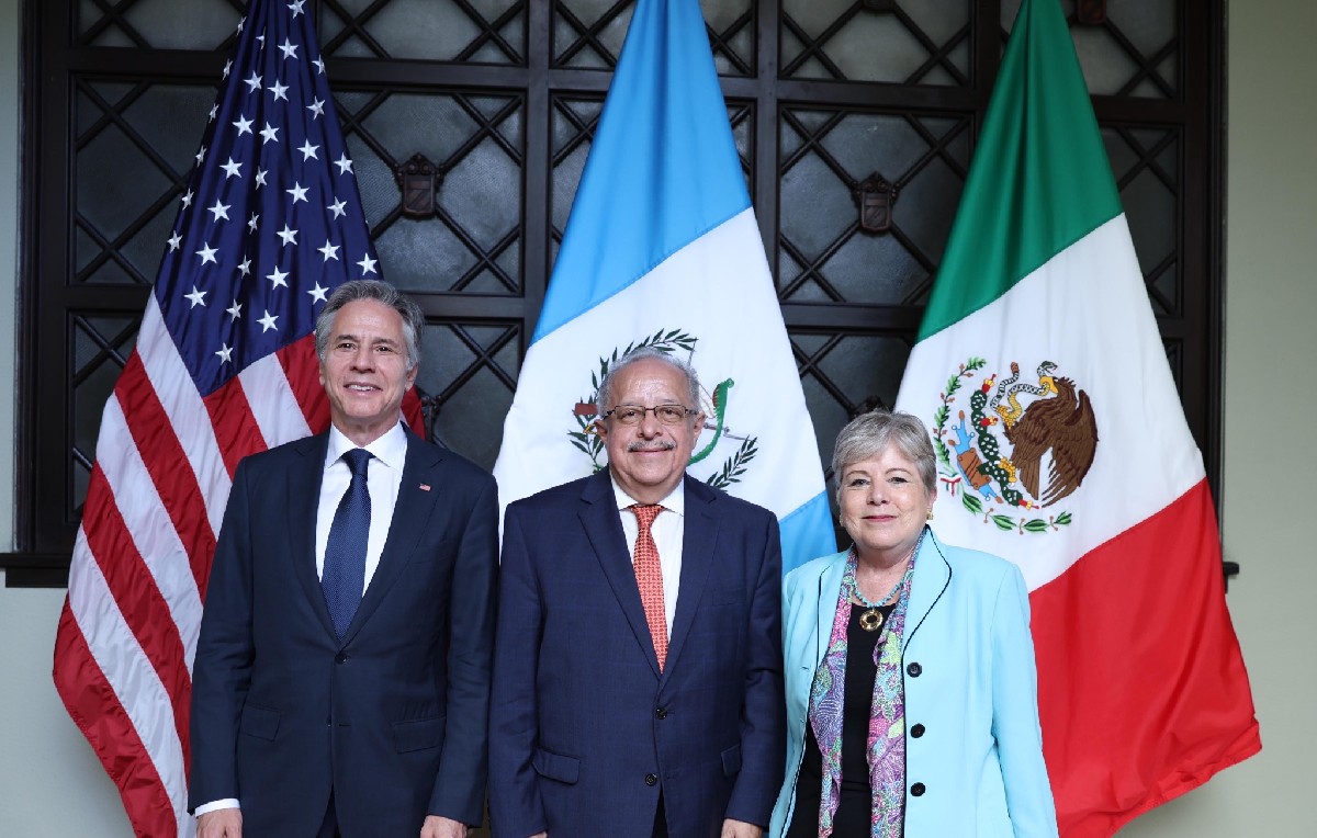 Alicia Bárcena junto a cancilleres de EU y Guatemala (X/@SRE_mx)
