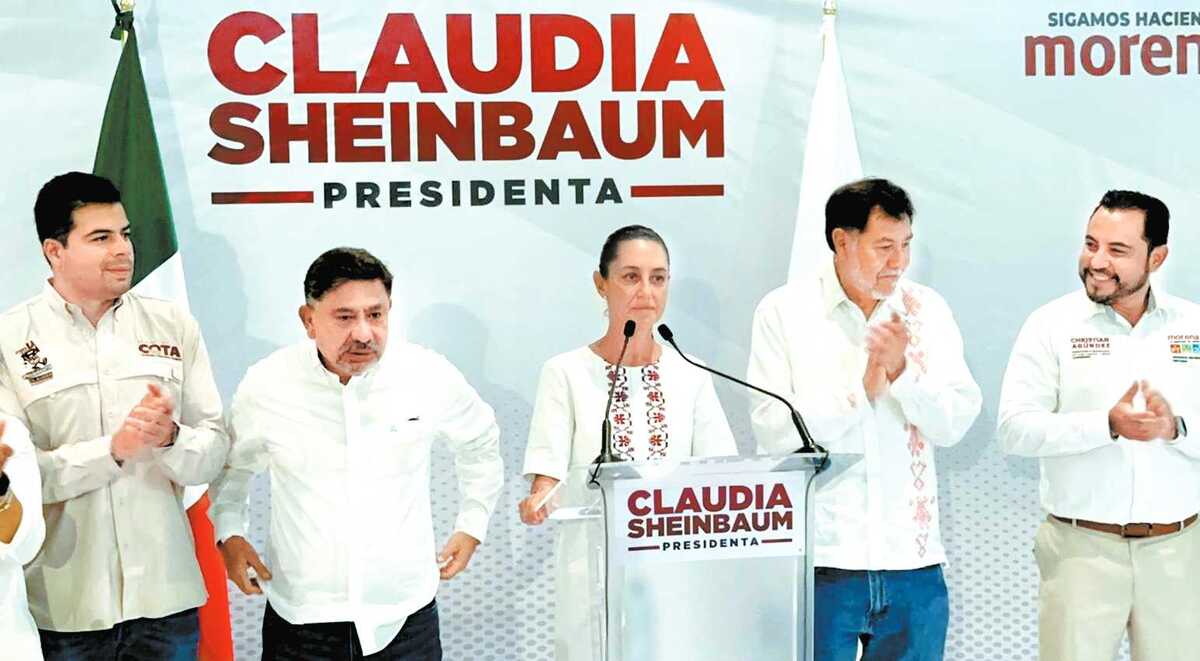 La abanderada de Morena, PT y PVEM dio su discurso ante simpatizantes en Baja California Sur. especial