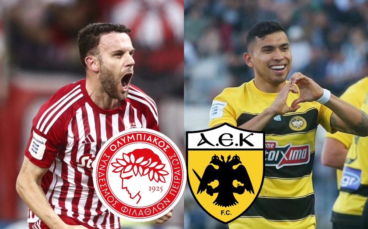 Olympiacos vs AEK Atenas. EN VIVO partido de Orbelín Pineda en Liga de Grecia (Instagram @olympiacosfc/@aekfc_official)