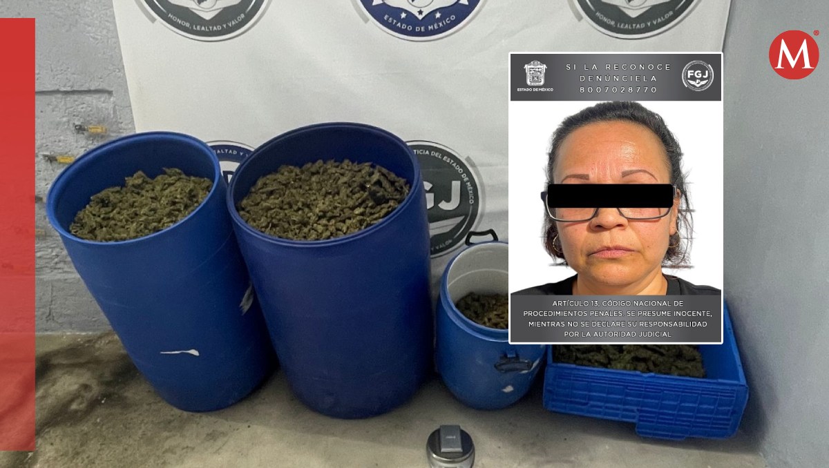 Encuentran 90 kilos de marihuana en inmueble de Metepec. Foto: (Especial)