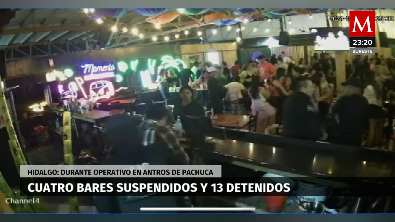 Trece personas detenidas y cuatro bares clausurados tras operativo en Hidalgo