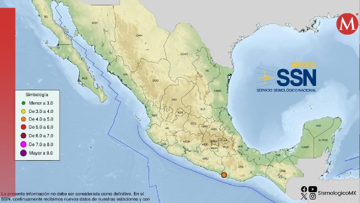 El SSN reportó el sismo, el cual ocurrió alrededor de las 07:00 horas. | @SismologicoMX
