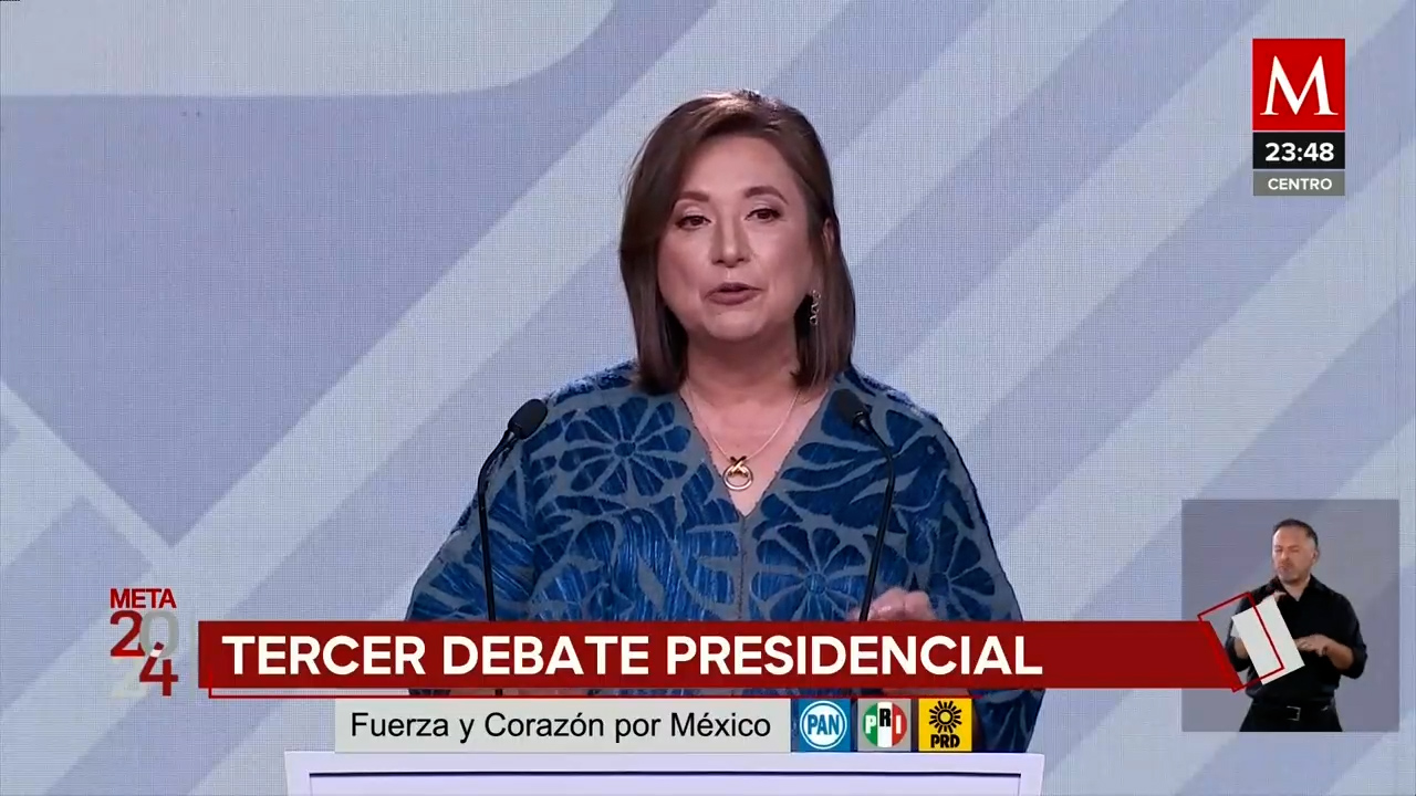 Enfoque en Xóchitl Gálvez durante el debate presidencial