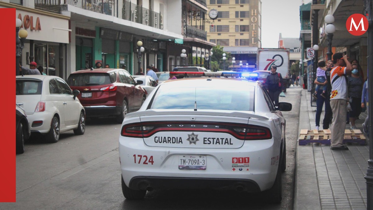 Guardia Estatal en la zona centro de Tampico. (Yazmín Sánchez)