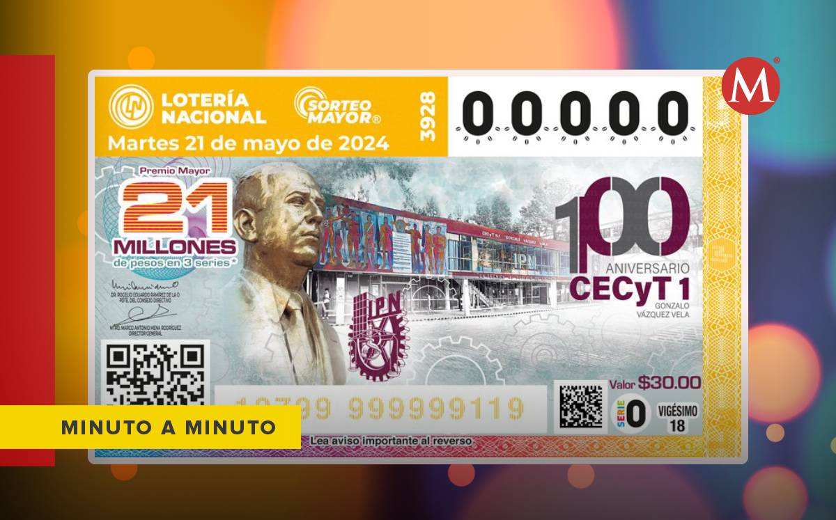 El premio mayor del sorteo de hoy es de 21 millones de pesos y participan más de  60 mil billetes.