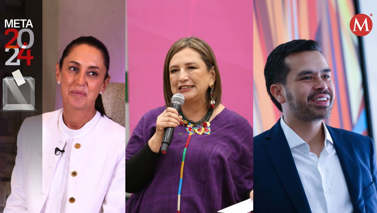 Los candidatos presidenciables Claudia Sheinbaum, Xóchitl Gálvez y Jorge Álvarez Máynez. Roberto Alanís, Raúl Palacios y Jorge López
