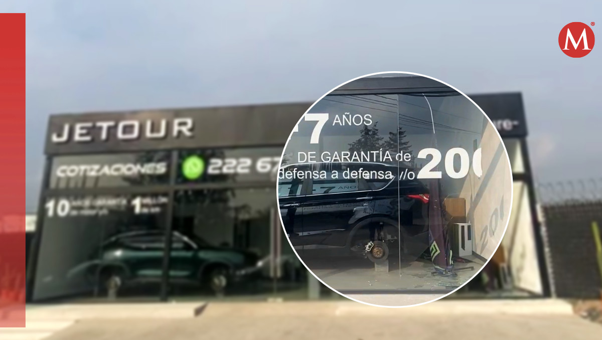 Cristalazo en agencia de autos en Angelópolis | Es Imagen