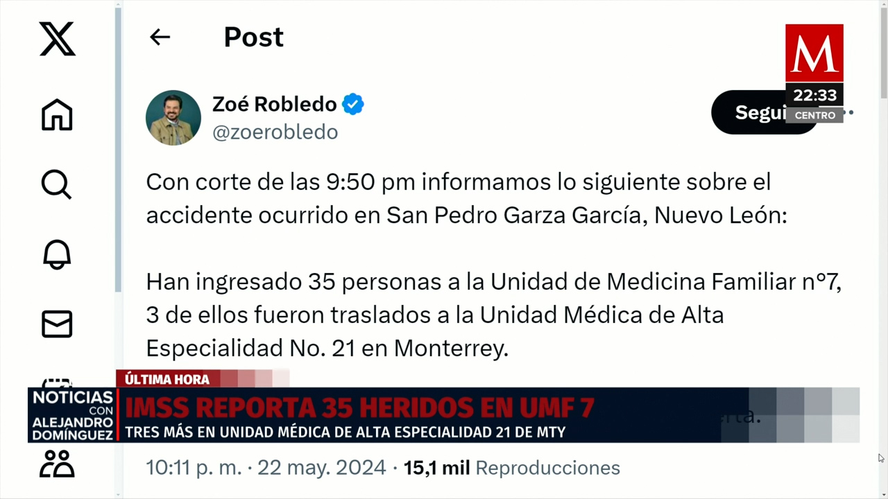 Zoé Robledo detalla atenciones médicas tras caída de templete en Nuevo León
