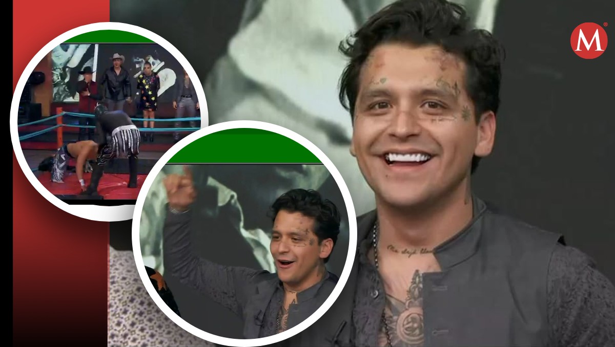 Nodal en Hoy: El cantante disfrutó de la lucha libre en pleno programa en vivo. | Cortesía Televisa