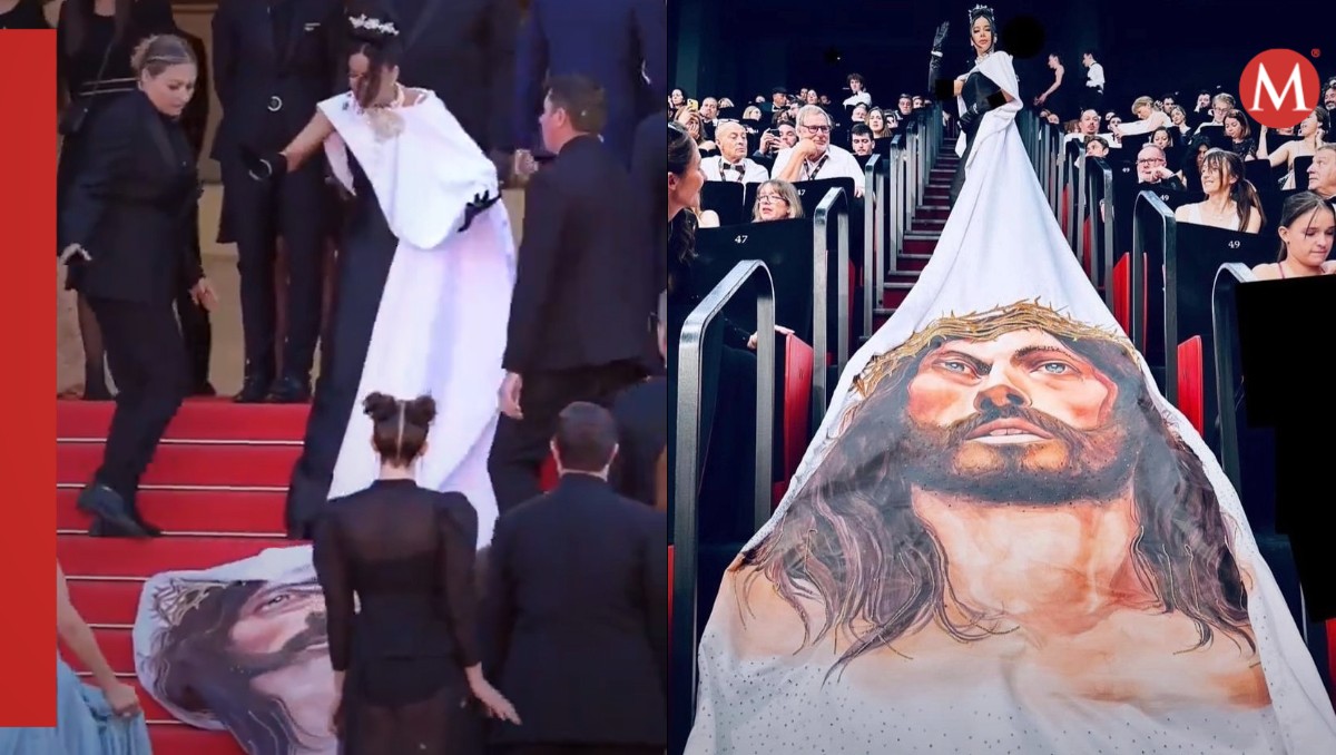 Actriz latina es expulsada de Cannes por llevar un vestido con el rostro de Jesús