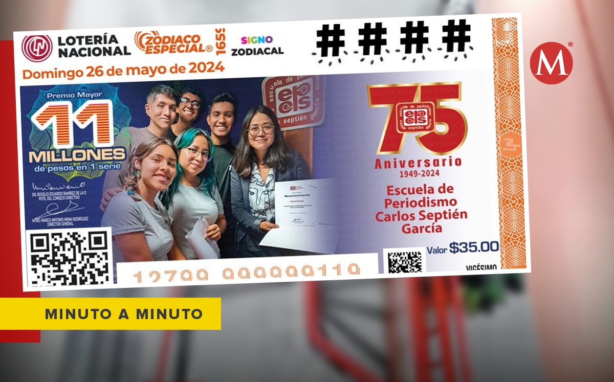 El Sorteo Zodiaco 1659  de la Lotería Nacional de hoy, 26 de mayo, celebra a la Escuela de Periodismo "Carlos Septién". (Especial)