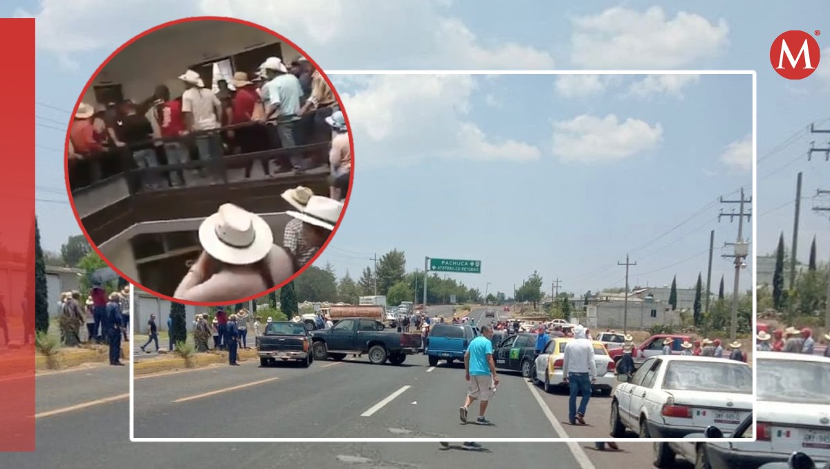 Manifestantes en Atotonilco el Grande en demanda de una mejor distribución del agua