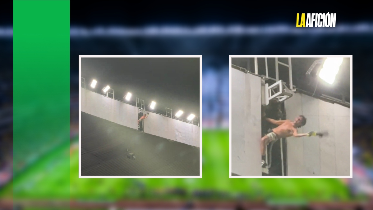 Presentan ante juez cívico a aficionado que subió a techo del Estadio Azteca (Imago7 / X)