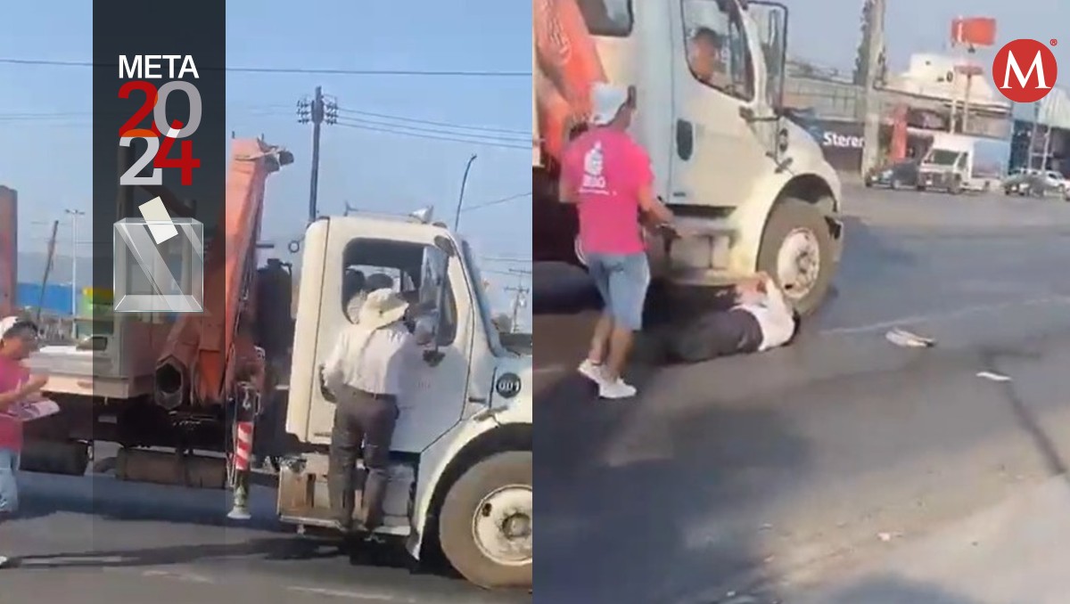 Adalberto Madero se cae de camión durante campaña en Monterrey. Foto: Especial