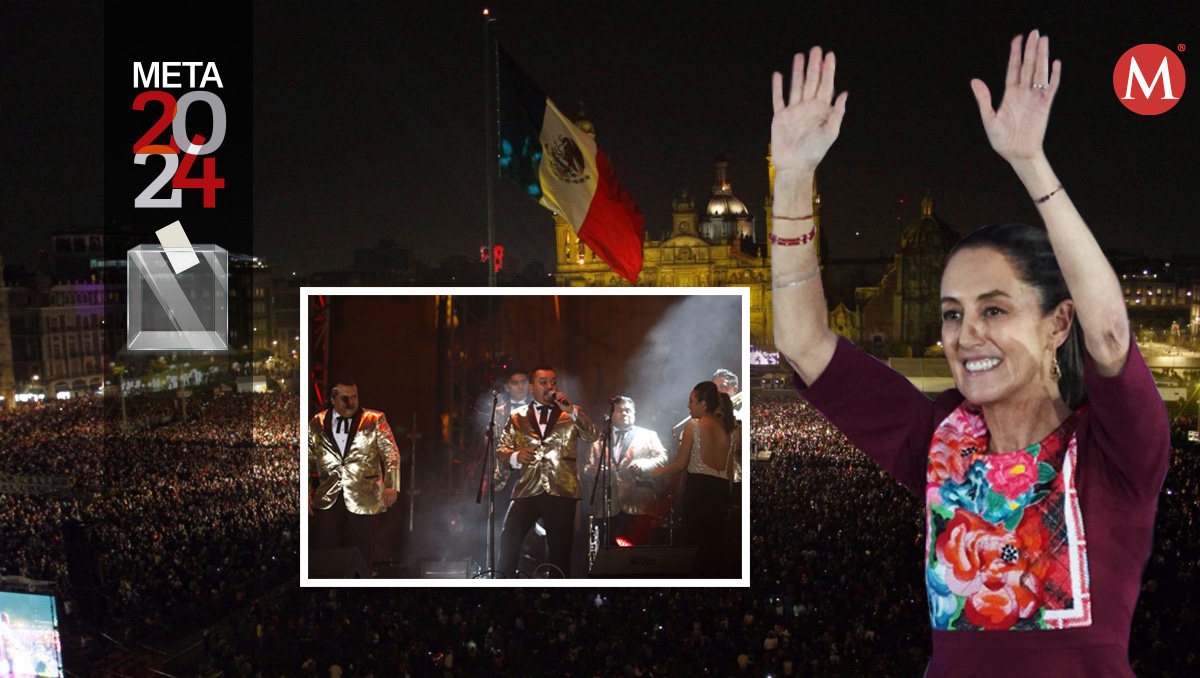 Ángeles Azules en cierre de campaña de Claudia Sheinbaum. | Diseño: Mauricio Ledesma.
