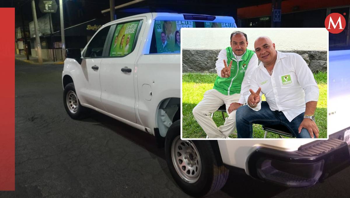 Camioneta baleada del candidato del PVEM Eduardo Díaz López. Foto: (Especial/ Zuleyma García)