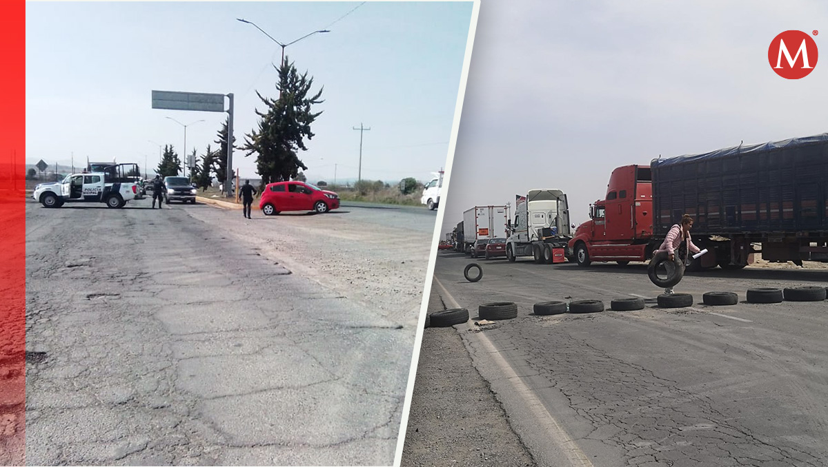 Llantas y autos bloquean la carretera estatal en protesta por los jóvenes desaparecidos en Hidalgo
