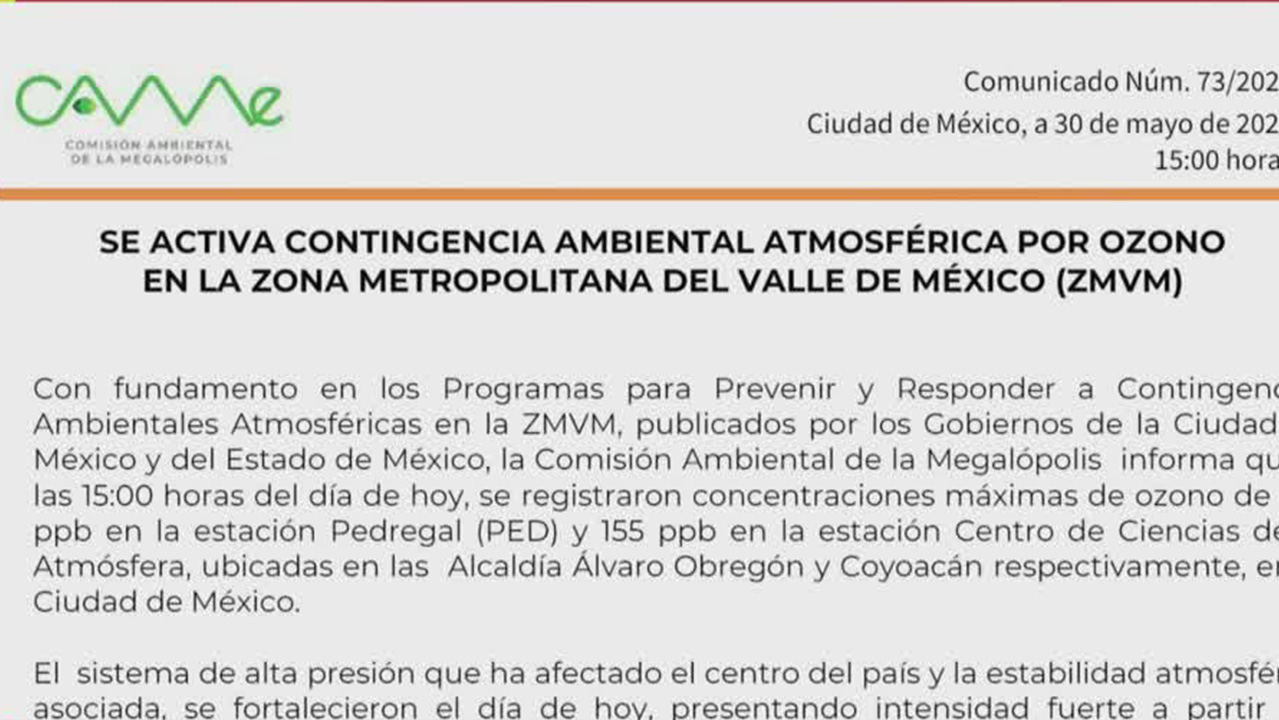 Activan contingencia ambiental en el Valle de México