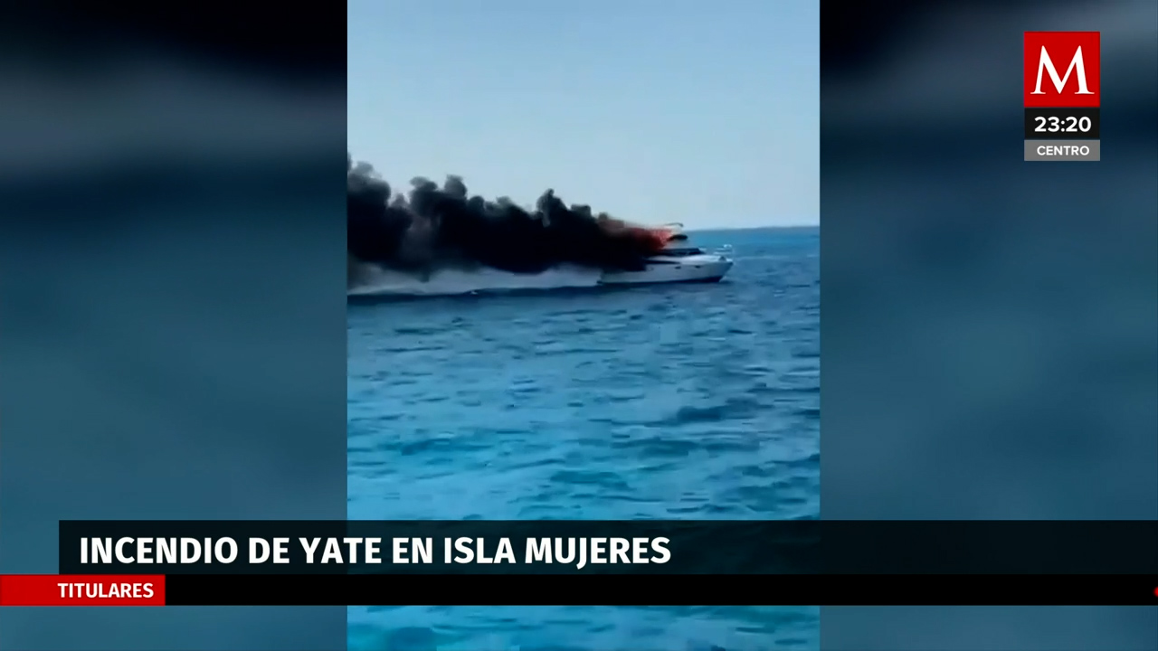 10 personas salvan la vida en incendio de yate en Isla Mujeres