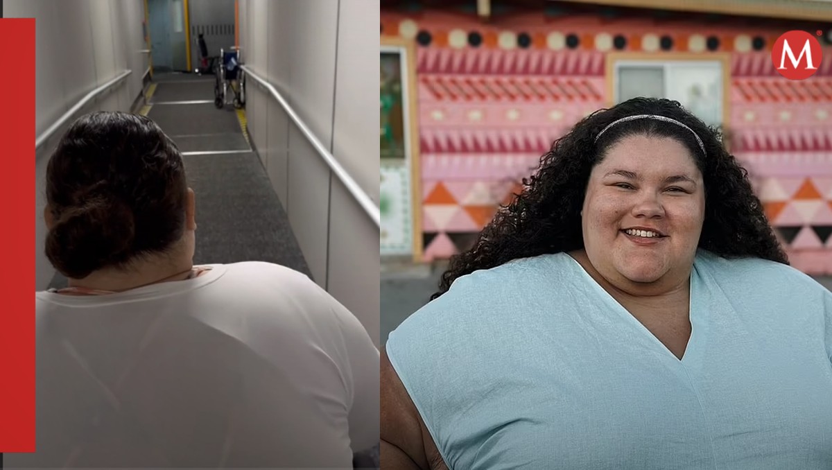 Así fue el momento en el que una influencer se quedó atorada en una puerta de aeropuerto. |  TikTok @jaebaeofficial