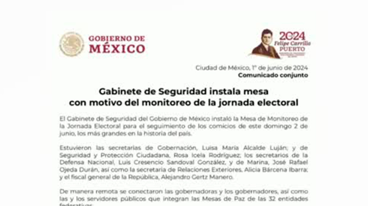 Instalan mesa de seguridad que atenderá el proceso electoral del 2 de junio