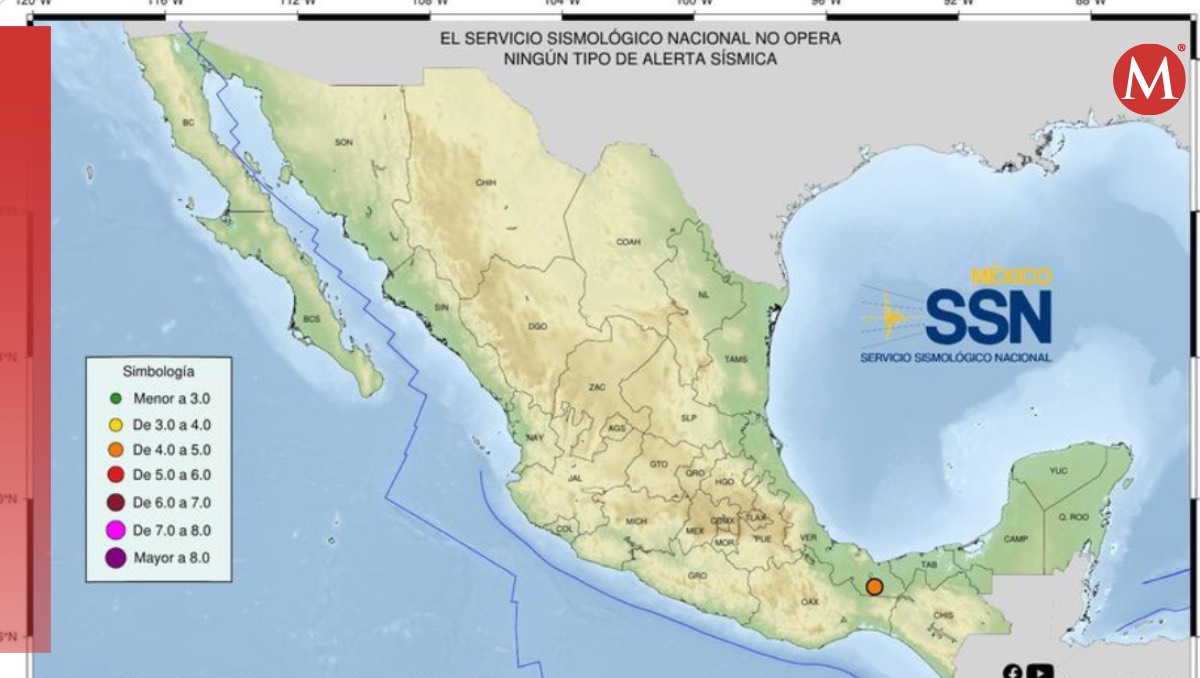 El sismo se percibió en el estado de Veracruz y aún no se dan a conocer los daños