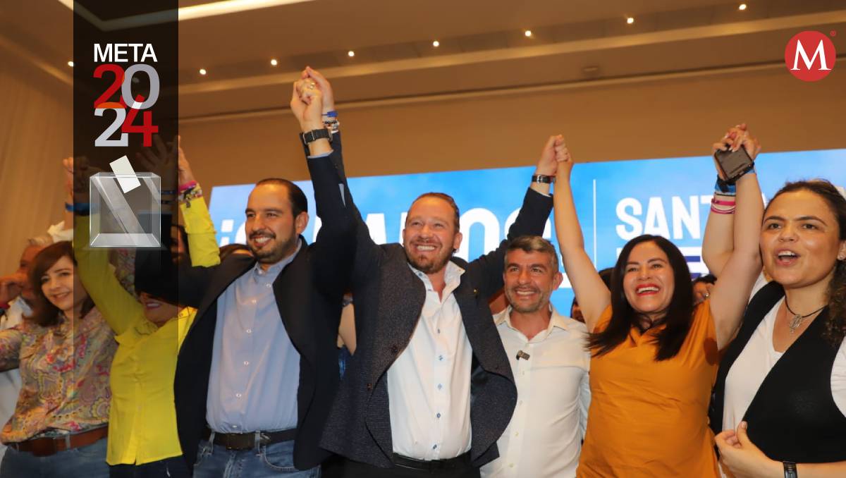 Marko Cortés, líder panista, con el candidato al gobierno de CdMx, Santiago Tabaoda (Foto: Javier Ríos)